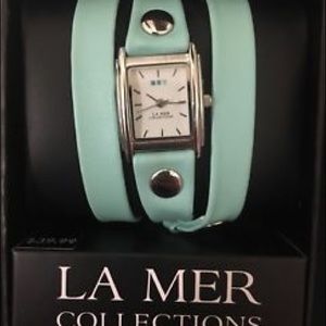 La Mer Collections Women's Mint Silver Wrap Watch